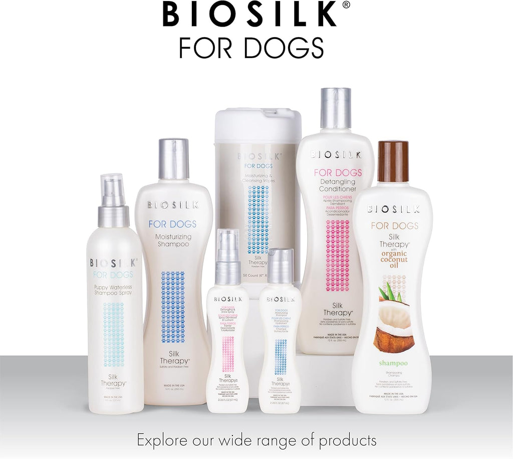 BioSilk for Dogs Silk Therapy Dog Detangling Conditioner, Dog Coat Conditioner to Help Smooth Knots and Tangles and Support Soft Manageable Coats during Routine Grooming, 12 Fl Oz | Smooths knots and tangles for soft, manageable coats, supports routine