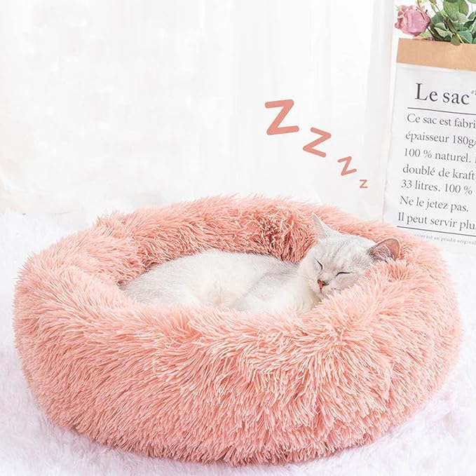Nisrada Cat Beds for Indoor Cats,24 Inch Dog Bed for Small Melium Large Dogs, Washable-Round Pet Bed for Puppy and Kitten with Slip-Resistant Bottom