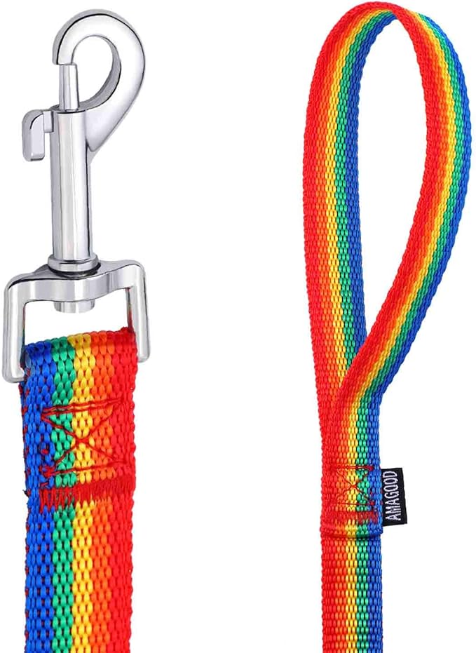AmaGood Dog Training Leash Long Recall Training Agility Leash-15 ft 20 ft 30 ft 50 ft Long Lead Leash for Dog Training,Recall,Play,Safety,Camping (15feet, Rainbow)