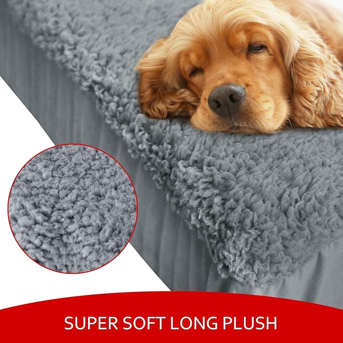 Dog Bed Covers 2 Pack Soft Plush Replacement Washable, Waterproof Pet Bed Liner Grey 36x27 Inches, for Dog/Cat, Cover Only