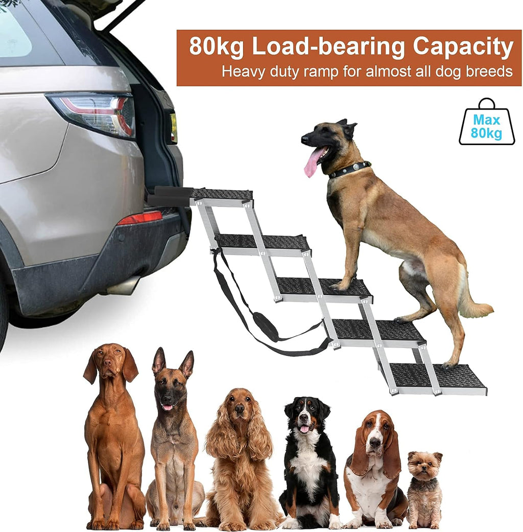Split Ottoman Dog Ramp for Small Dogs - 2 in 1 Foldable Pet Ramp Ottoman for Bed & Couch, Non-Slip Indoor Safety Ramp for Puppy, Cats & Dachshunds, Rampa para Perros, Gray