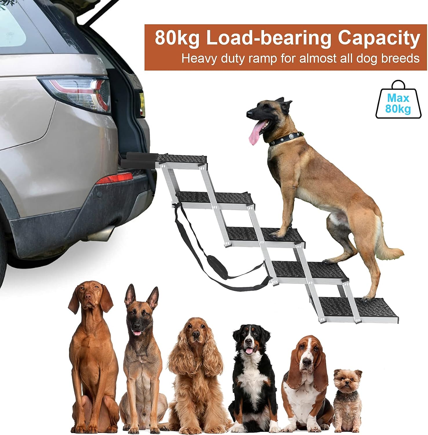 Split Ottoman Dog Ramp for Small Dogs - 2 in 1 Foldable Pet Ramp Ottoman for Bed & Couch, Non-Slip Indoor Safety Ramp for Puppy, Cats & Dachshunds, Rampa para Perros, Gray