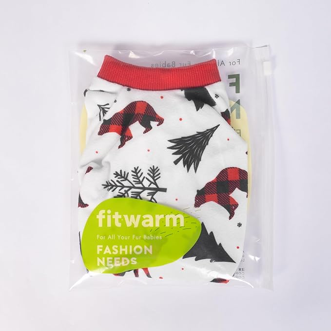 Fitwarm Reindeer Dog Christmas Pajamas, Winter Doggy Clothes for Small Dogs Boy Girl, Fleece Dog Onesie with Feet, Holiday Pet Outfit, Black, White, Red, Small
