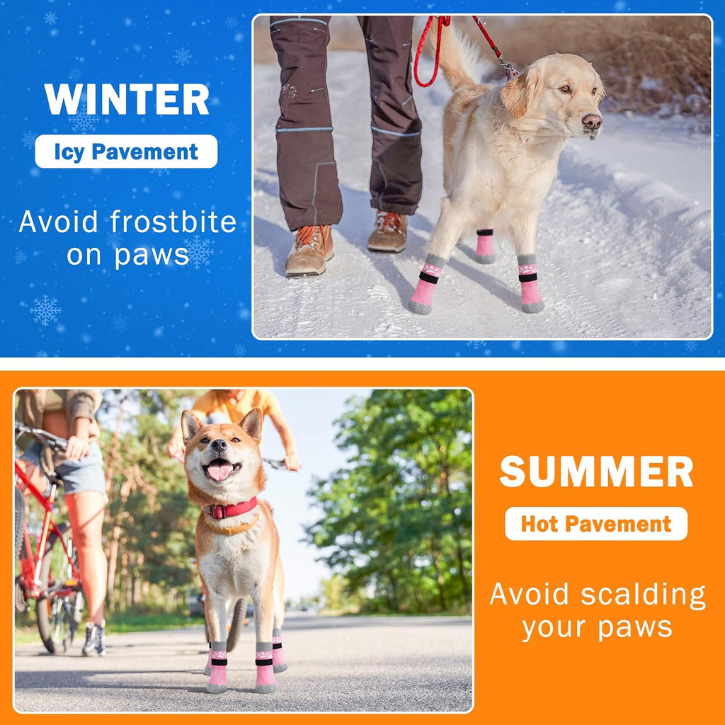 SCENEREAL Anti Slip Dog Sock to Prevent Licking Paws for Hardwood Floors, Boots & Paw Protector Shoes for Hot/Cold Pavement with Grippers, Double Sides Grips for Small Medium Large Senior Dogs