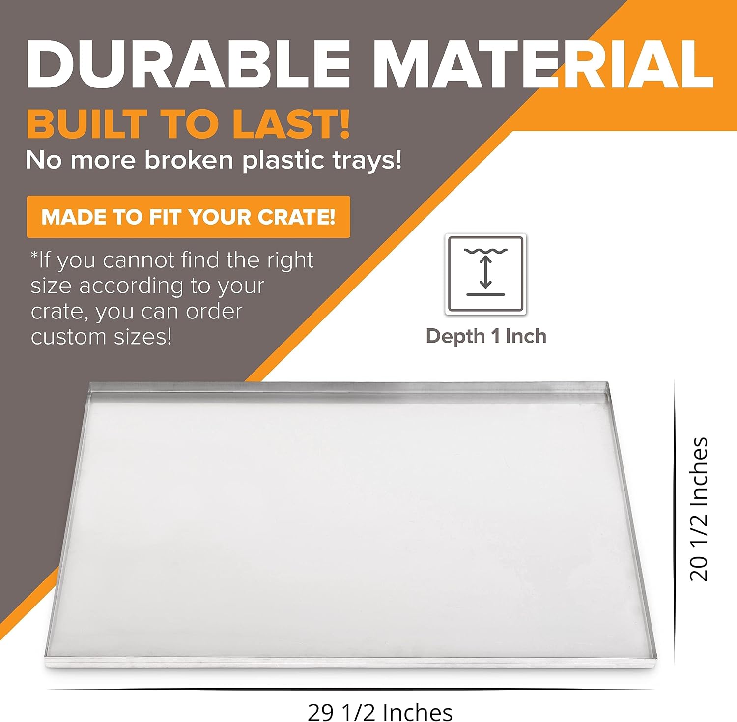 Metal Dog Crate & Kennel Replacement Tray/Pan, Galvanized, 29.5x20.5 in | Chew-proof, crack-proof, rust-resistant. Fits Most Standard 30 in Crates.