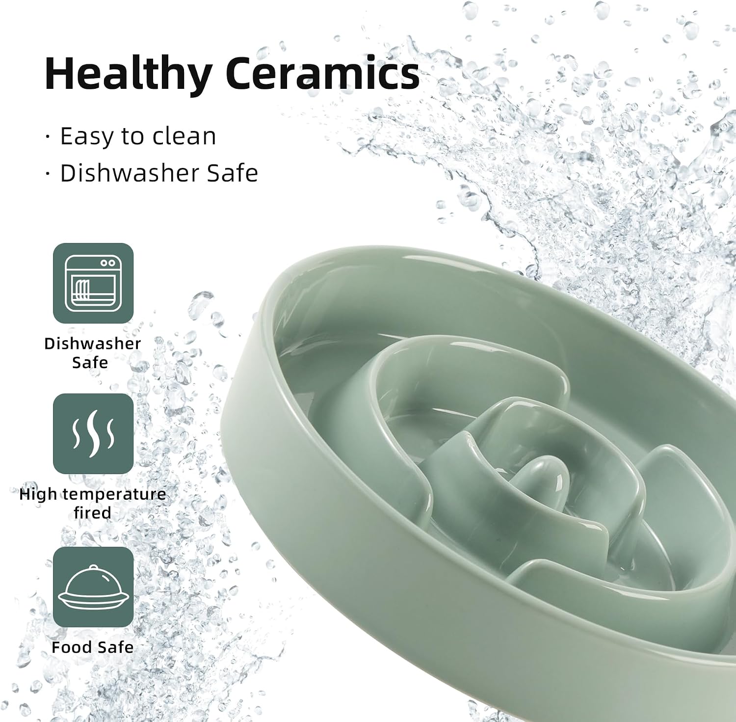 Havniva Dog Bowls Slow Feeder, Ceramic Slow Feeder Dog Bowls for Fast Eater | 1.6 Cups Dog Food Bowl Puzzle Feeder, Slow Feeding Bowls for Medium Breed, Non-Slip Base, Anti-Choking