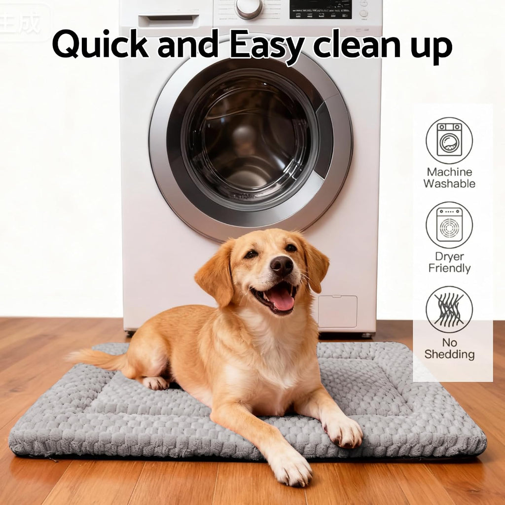 Dog Bed Mat - Dog Crate Pad - Reversible Mat for Pet Comfort - Soft Bed Crate Pads for All Seasons - Durable, Machine Washable Mat for Crates, Travel, and Home (Light Gray, 30" L*20" W*1.5" Th)