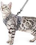 Cat Harness and Leash Set Escape Proof Tactical Large Kitten Harness Emotional Support Cat Vest, Grey, L