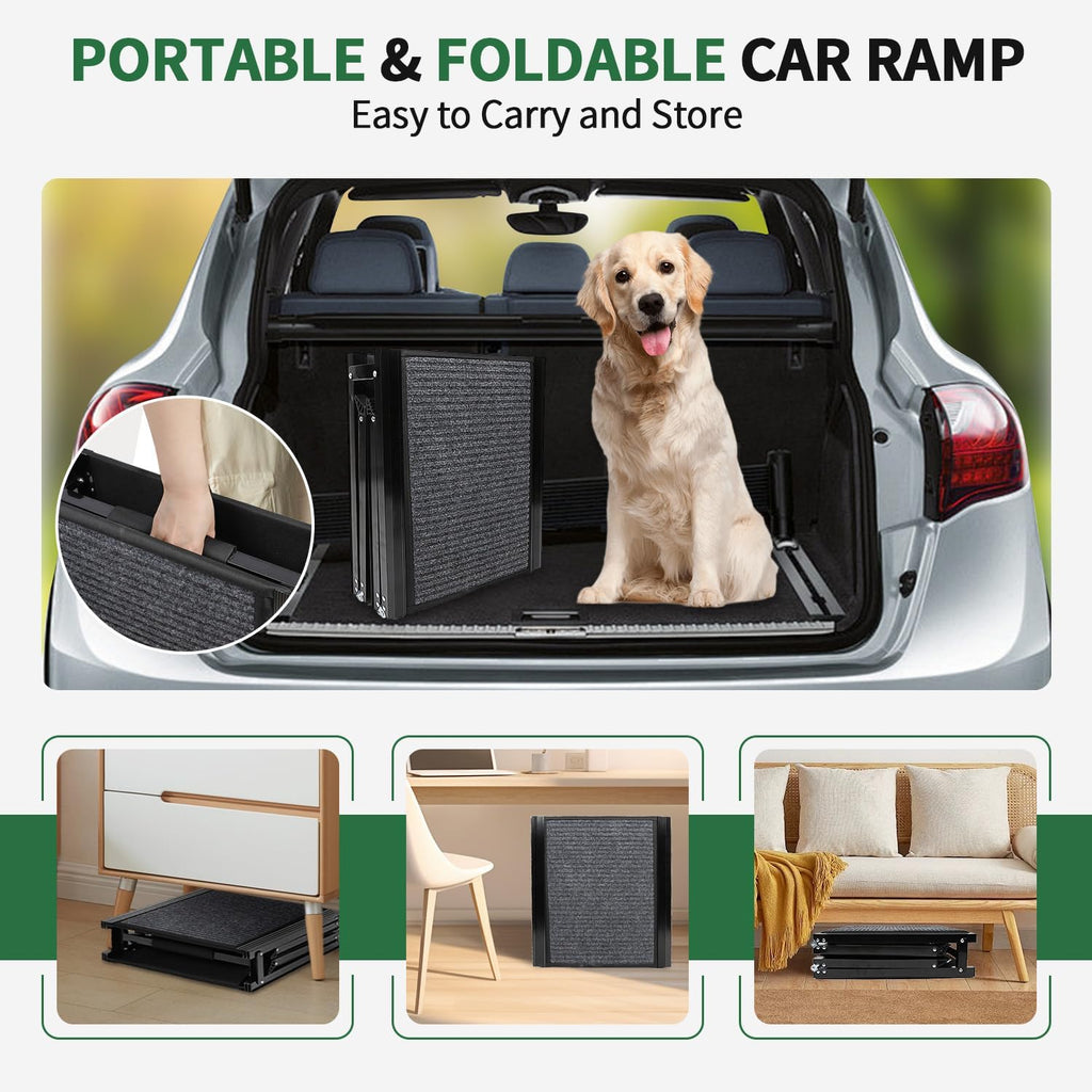 Dog Ramp for Car, Longest 71" Portable Folding Pet Ramp with Extra Pet Blanket, Car Ramp with Non-Slip Rug Surface, Gentler Dog Stairs for Medium & Large Dogs Enter a Car, SUV & Truck