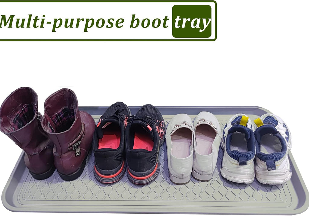 Large Multifunctional Boot Tray 2 Pack Boot Mat Washable Indoor or Outdoor Tray Mat Doormats for Shoes Boots Plants Pots Paint Tins Pet Bowls Car Storage, 30 x 15 x 1.2 Inches