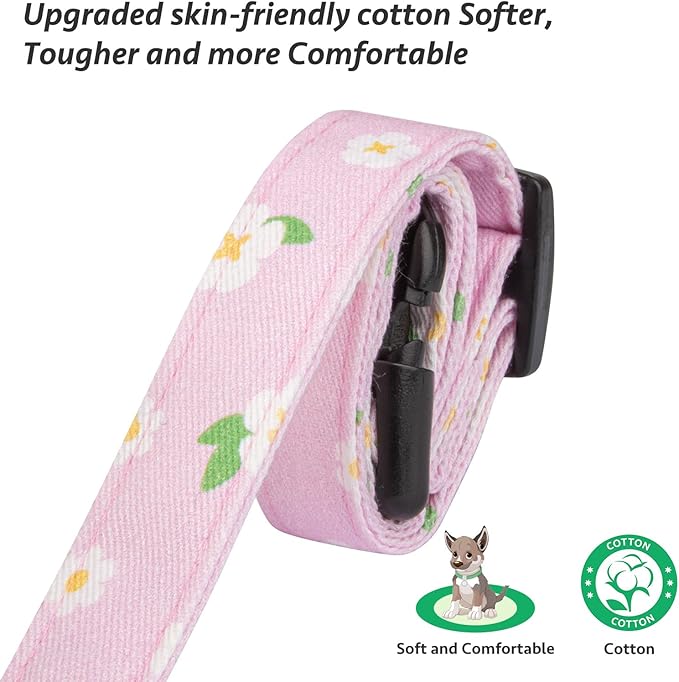 Cotton Handmade Dog Collar Cute and Distinctive Patterns Purple Flower with Pendant for Girl Boy Dogs Collars L