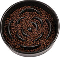 Black Ceramic Slow Feeder Dog Bowl for Small and Medium Breeds,6.1 in Slow Feeding Bowl,Puzzle Cat Dog Food Bowl for Fast Eater,Maze Dish Puzzle Bowl for Small Dogs and Cats