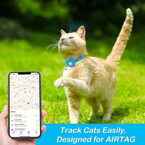 2 Pack Airtag Cat Collar Breakaway with Bell,Reflective Kitten Collar with Apple Airtag Cat Collar Holder,Adjustable 7-12In,Safety Buckle for Girl Boy Cats,Pet Supplies,Accessories,Gifts (Blue)