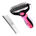 Pet Grooming Brush and Metal Comb Double Sided Long Hair Pet Undercoat Cleaner Brush for Dogs and Cats Removes mats and lint Effectively removes carpet shedding or flyaway hair.(Pink)…