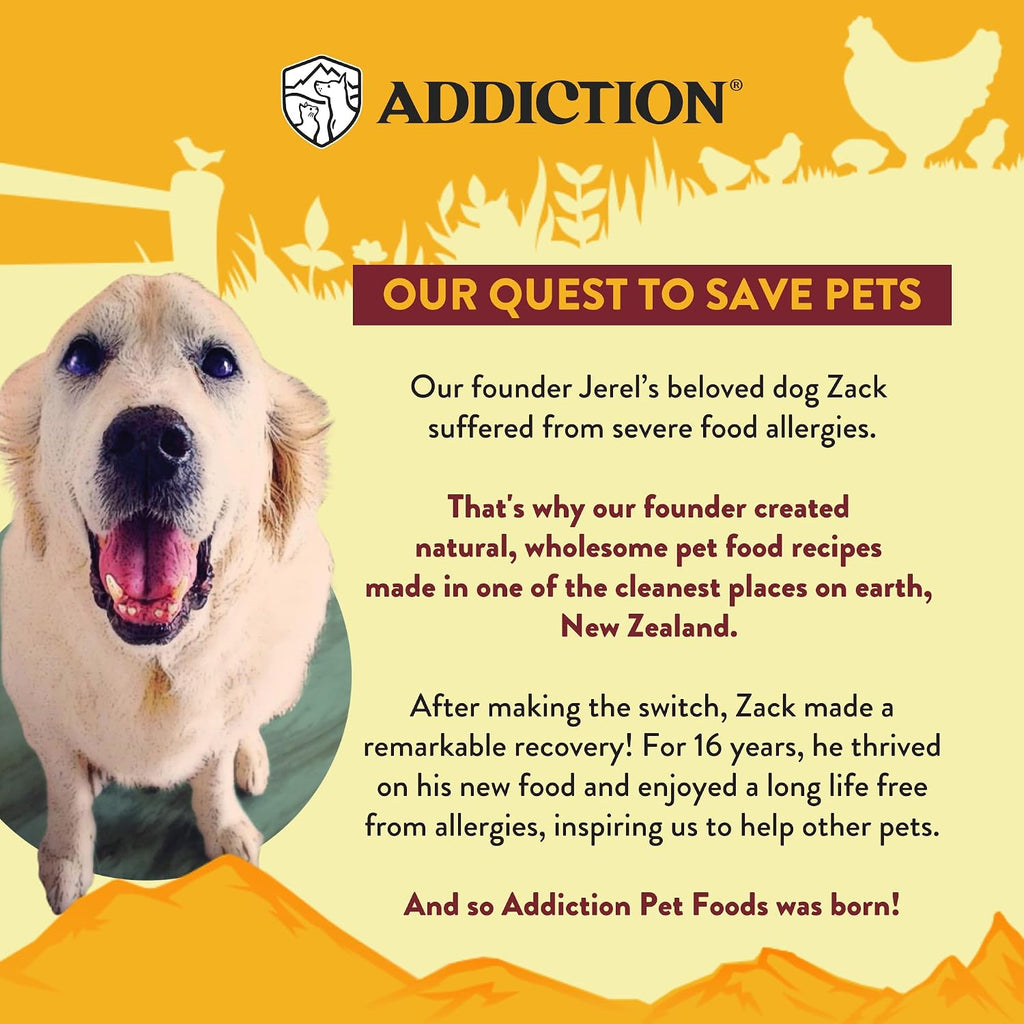 Addiction Country Chicken & Apricot Air-Dried Grain-Free Dog Food – Complete Meal or Topper with Natural Ingredients for Digestive and Skin & Coat Health, 2lb - 4 Packs