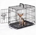 Small Dog Crate 18 Inch Foldable Single Door Dog Cage Pet Kennel | Metal Wire, Secure Lock, Plastic Leak-Proof Pan Tray, Indoor Outdoor Training Pet