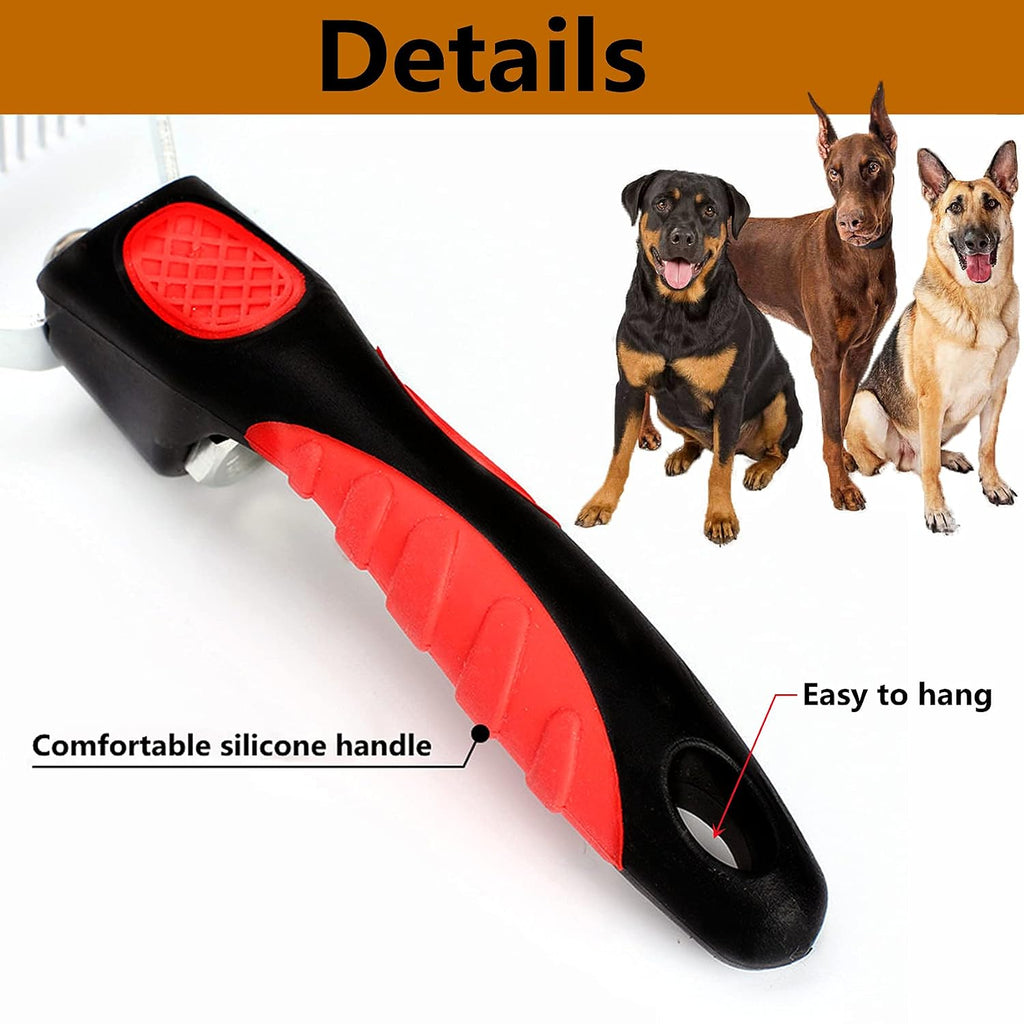 Grooming Rake Undercoat Brush Set for Long Hair Dogs | Long Tooth Undercoat Rake, Stainless Steel Dog Comb, Deshedding Tool Set, For Husky Long-haired Cats, Pet Knot-Removal Kit