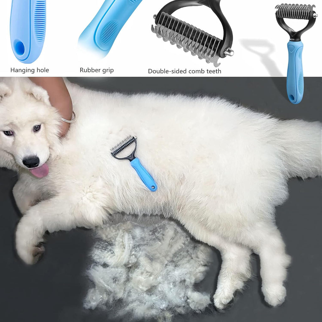 Dog Undercoat Rake 2-Sided Shedding Comb with 26-Tooth | Deshedding Dog Brush for Short Long Hair Coat, Pet Tangles Mat Remove, German Shepherd Husky Brush, Double-Sided Cat Brush