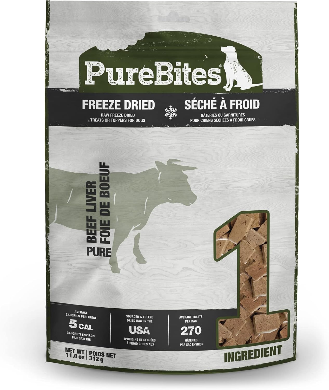 PureBites Beef Single Ingredient Freeze Dried Dog Treats, 11 oz | 100% Beef, Freeze Dried Raw in USA, High-Value Training Reward, 5 Calories/Treat, No Fillers