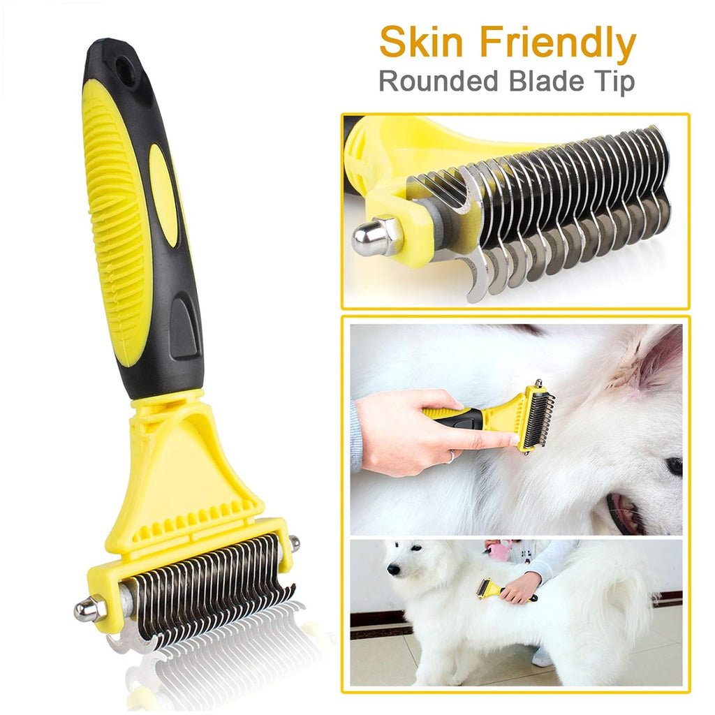 morpilot Dog Brush Cat Brush Grooming Comb, 23+12 Double Sided Undercoat Rake Dematting Deshedding Tool for Long Hair Pets Cat Dog Slicker Shedding Brushes Efficiently Reduces Hair Loss by up to 90%