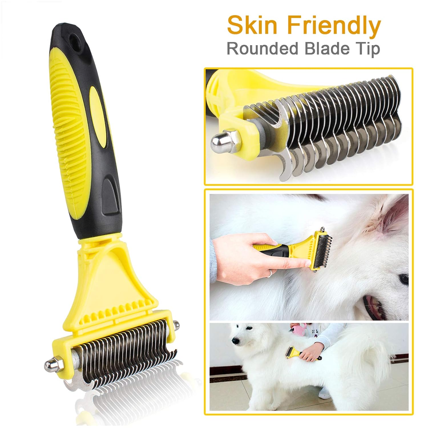 morpilot Dog Brush Cat Brush Grooming Comb, 23+12 Double Sided Undercoat Rake Dematting Deshedding Tool for Long Hair Pets Cat Dog Slicker Shedding Brushes Efficiently Reduces Hair Loss by up to 90%