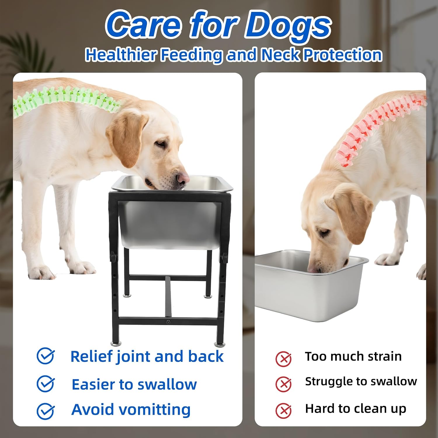 YUEPET Outdoor Elevated Dog Water Bowl, 4 Gallon Bowl for Large Dogs | 4 Gallon Stainless Steel Bowl, 4 Heights, Raised Stand, Food and Water Use, Easy Assembly, Raised Drinking Height, Large Dogs