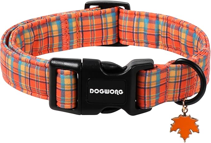 DOGWONG Fall Maple Dog Collar- Cute Classic Fall Autumn Flower Dog Collars Adjustable Fall Dog Collar for Small Medium Large Dogs L
