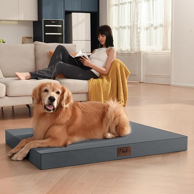Outdoor Dog Bed for Small Dogs, Waterproof Dog Crate Bed for Medium Dogs Cats, Orthopedic Egg Crate Foam Pet Bed with Washable Removable Oxford Cover, Grey