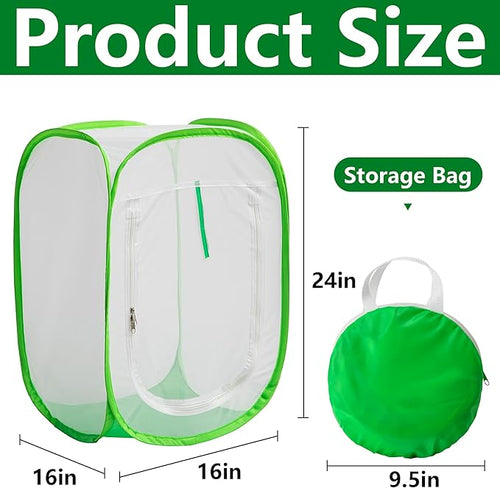 16" x 16" x 24" Pop Up Garden Mesh Plant Cover, Plant Protectors Mesh Plant Enclosure, Garden Net Cage Pest Protection Guard Tent with Storage Bag for Protect Plant Vegetable Fruit from Birds Insects