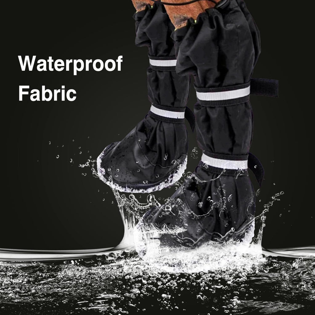 Enjoying Dog Winter Boots for Medium to Large Dogs, 4 PCS Anti-Slip Dog Rain Booties with Reflective Magic Tapes, Waterproof Boots for Long Legs Dogs, Warm Pet Shoes for Snowfield, Black, Size #3