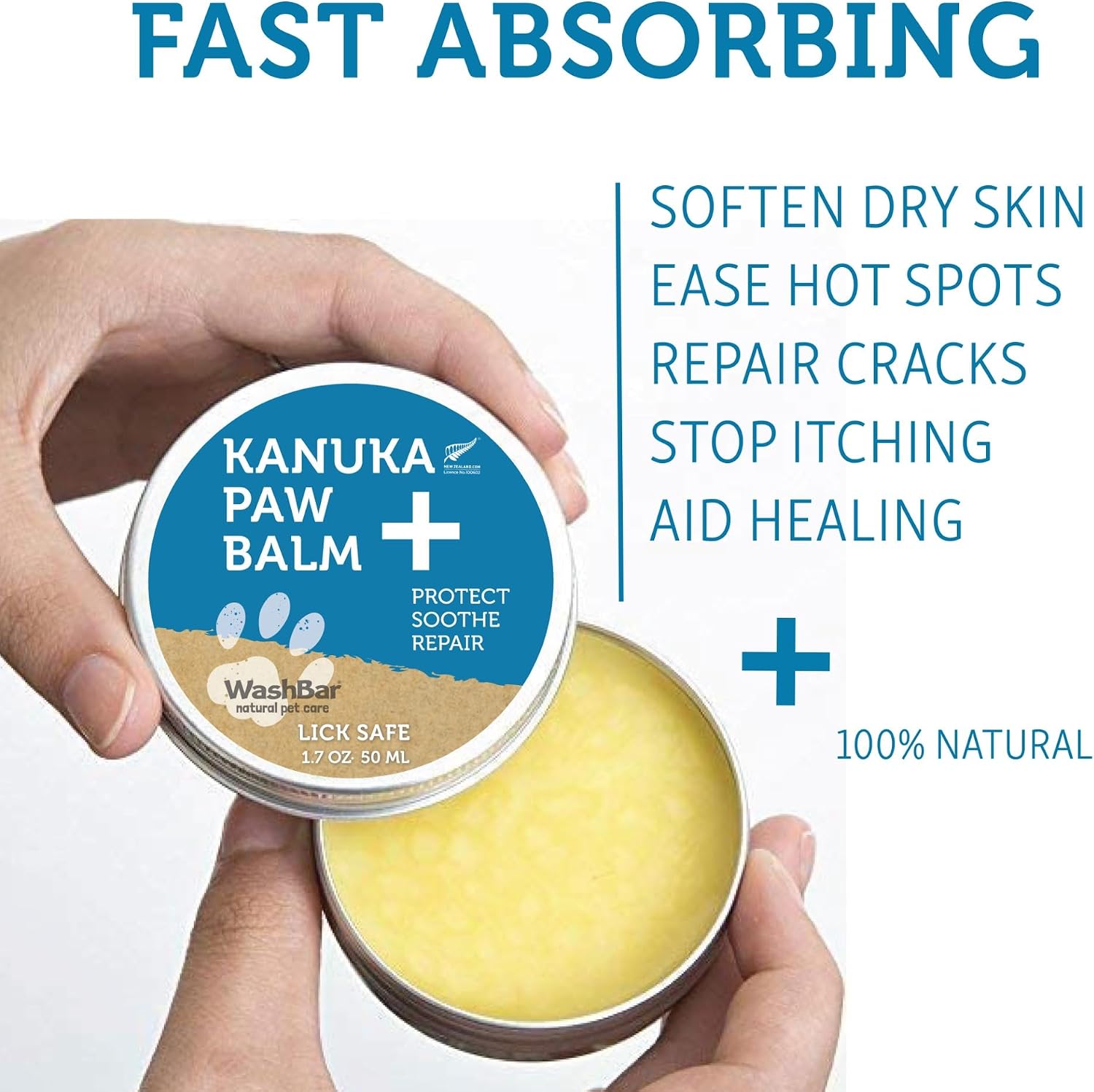 Dog Paw Balm for Cracked Paws | Natural Lick-Safe Paw Soother for Dog Paws, Nose and Skin | 1.7 oz Tin, Dog Paw Cream to Moisturize, Protect and Repair from Foot to Snout