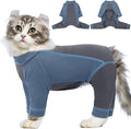 SUNFURA Hair Sticky Cat Clothes, Cat Sweater for Cats Only, 4-Legged Fleece Sweaters Kitten Pajamas Reduce Shedding Fur, Warm Pullover Shirts for Cats, Blue XL