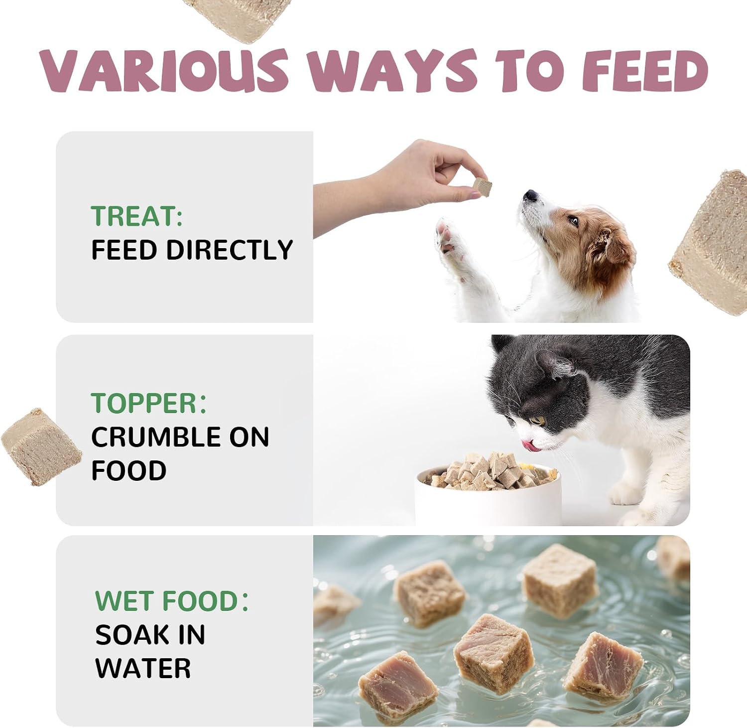PAWUP Freeze Dried Duck Treats for Cats Dogs, Rawhide Free Freeze-Dried Raw Food Topper, High Protein, Gluten&Grain Free, 2.1oz