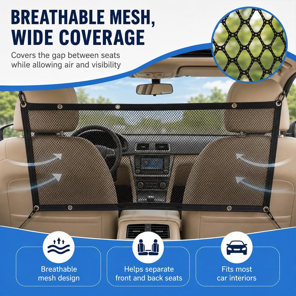 Car Pet Barrier for Toyota HiAce H300 2019-2026 Mesh Car Seat Pet Divider Dog Safety Barrier Accessories