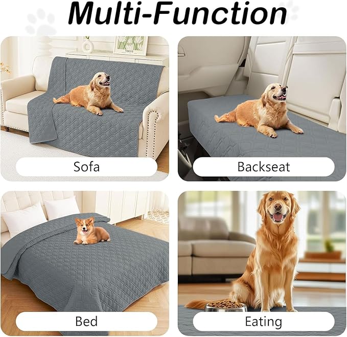 hyha Waterproof Dog Bed Blanket, Soft Pet Blankets, Waterproof Couch Cover for Dogs, Reversible Sofa Covers Washable for Furniture (40x80 Inch, Dark Grey/Dark Grey)