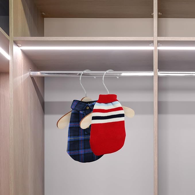 Replaceable Wooden Pet Clothes Hangers 8.66 Inch Small Dog and Cat Hangers Wear-Resistant Household Closet Storage Professional Pet Accessories