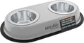 Master Pet Supply Double Dog Bowls Set with Elevated Base and 2 (8 oz) Stainless Steel Removable Dishes (Light Gray) – Double Cat Food Water Bowl, Dog Puppy Food Bowl Set, Rust Resistant