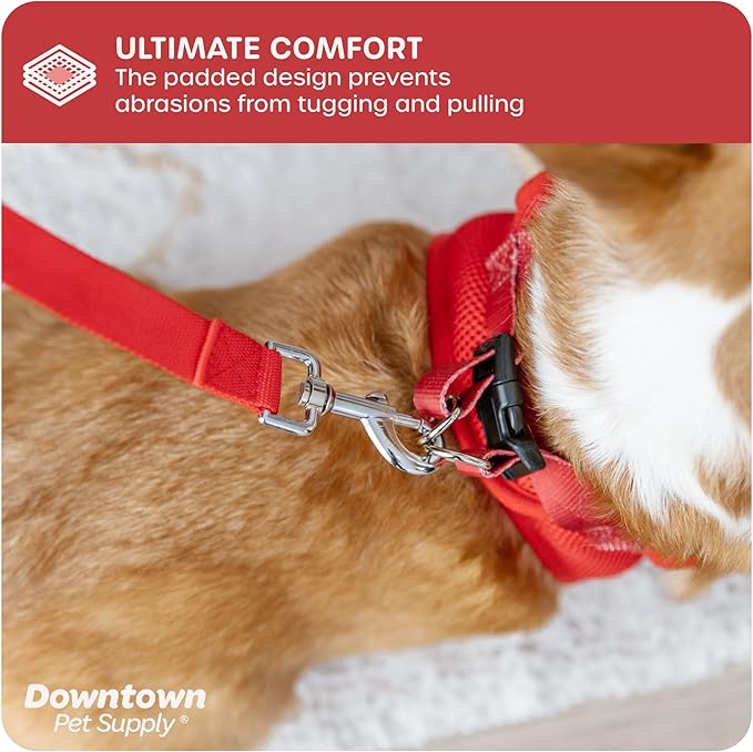 Downtown Pet Supply Step-in Dog Harness – No Pull, Adjustable Padded Mesh with Reflective Trim, Secure Buckle Strap – Comfortable & Breathable Small Dog Harness, XX-Large, Red