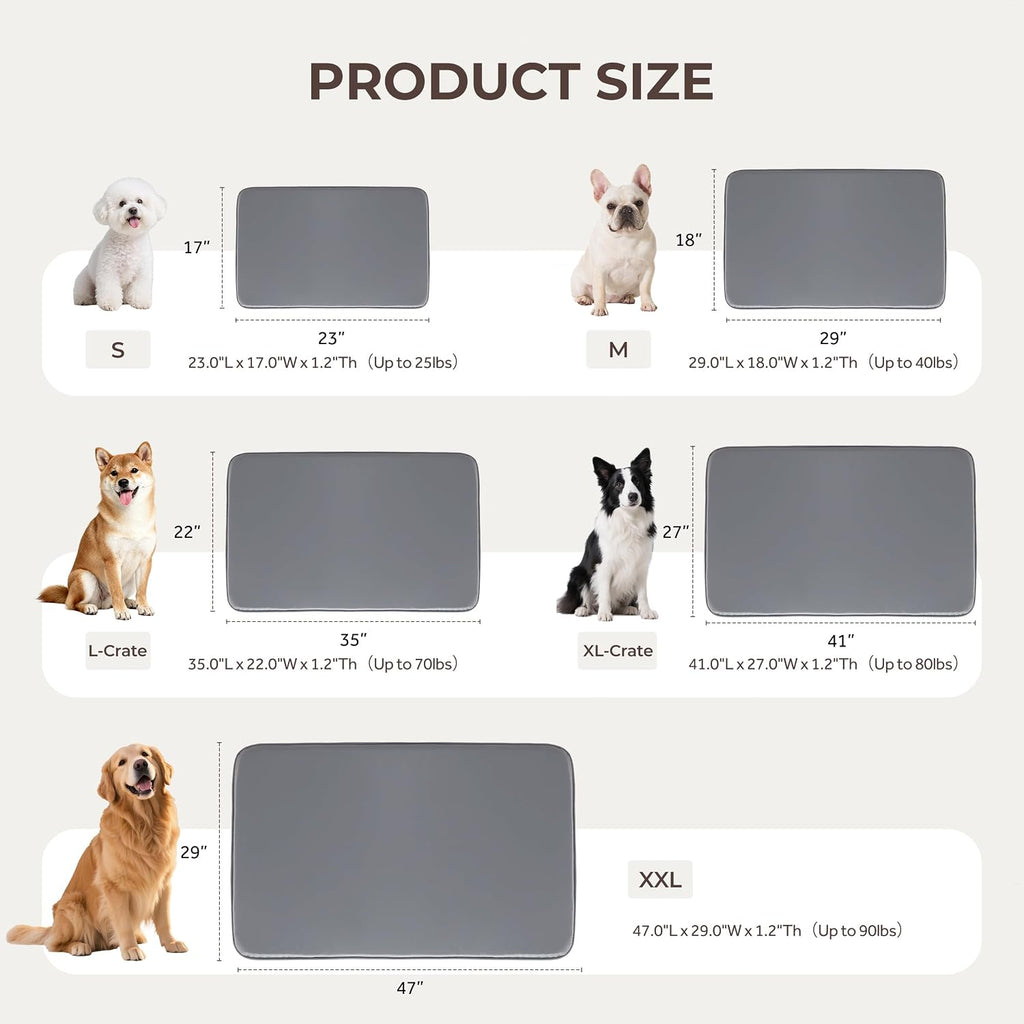 Waterproof Dog Crate Pad Medium Sized Dog, Dual-Sided Outdoor Dog Bed for Crate Washable, Cooling Dog Sleeping Foam Mat, Wipeable, 35×22, Grey