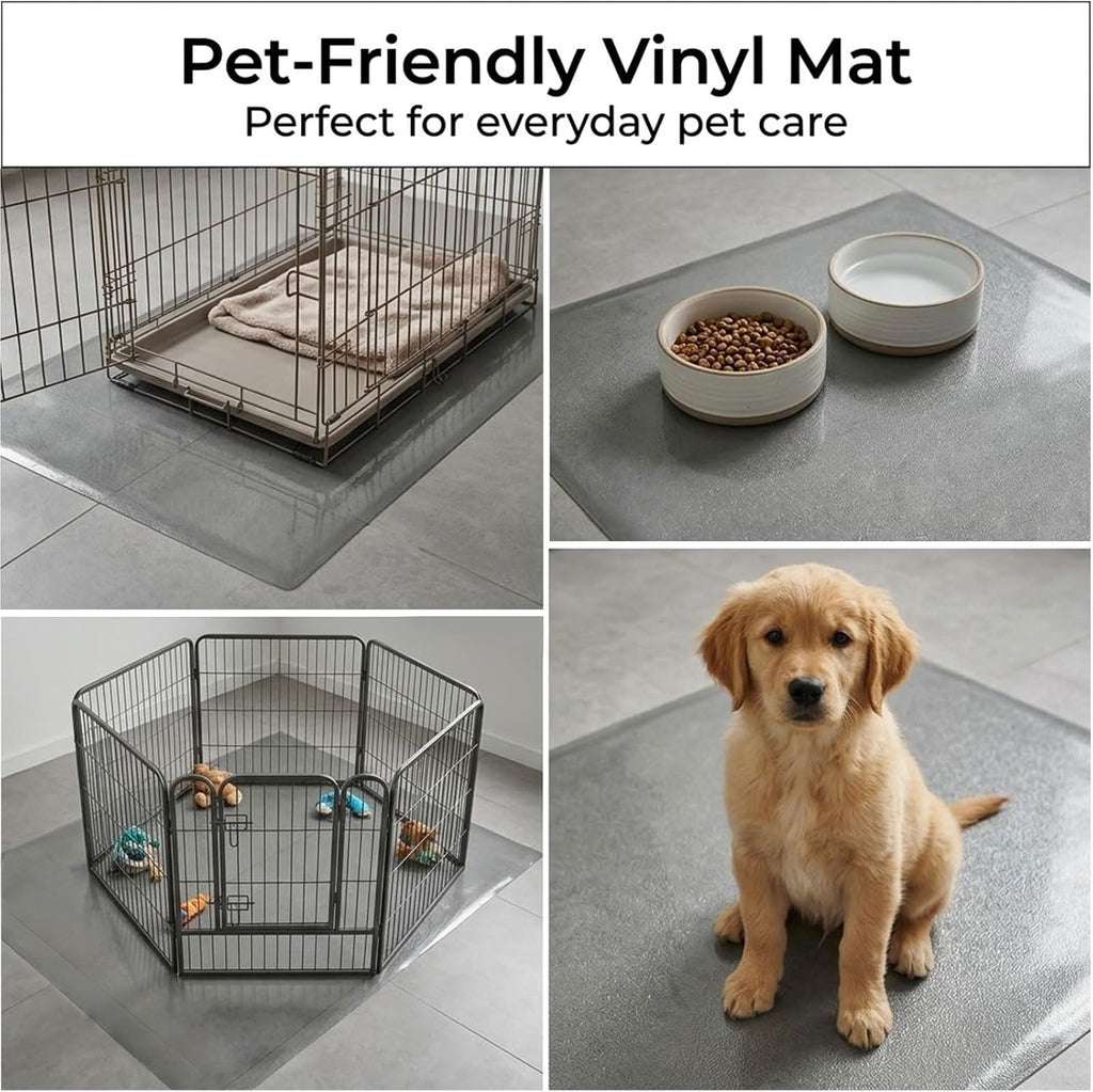 48 x 30 Inch Dog Crate Floor Protector Mat, 1.5mm Heavy Duty Clear PVC Under Kennel Mat for Hardwood Floors & Carpet, Waterproof Pet Mat with Non-Slip Frosted Back