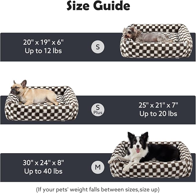JOEJOY Dog Bed Medium Size Dog, Rectangle Washable Orthopedic Corduroy Fleece Pet Bed with Removable Zipper Cover, Cute Soft Calming Puppy Bed with Non Skid Bottom