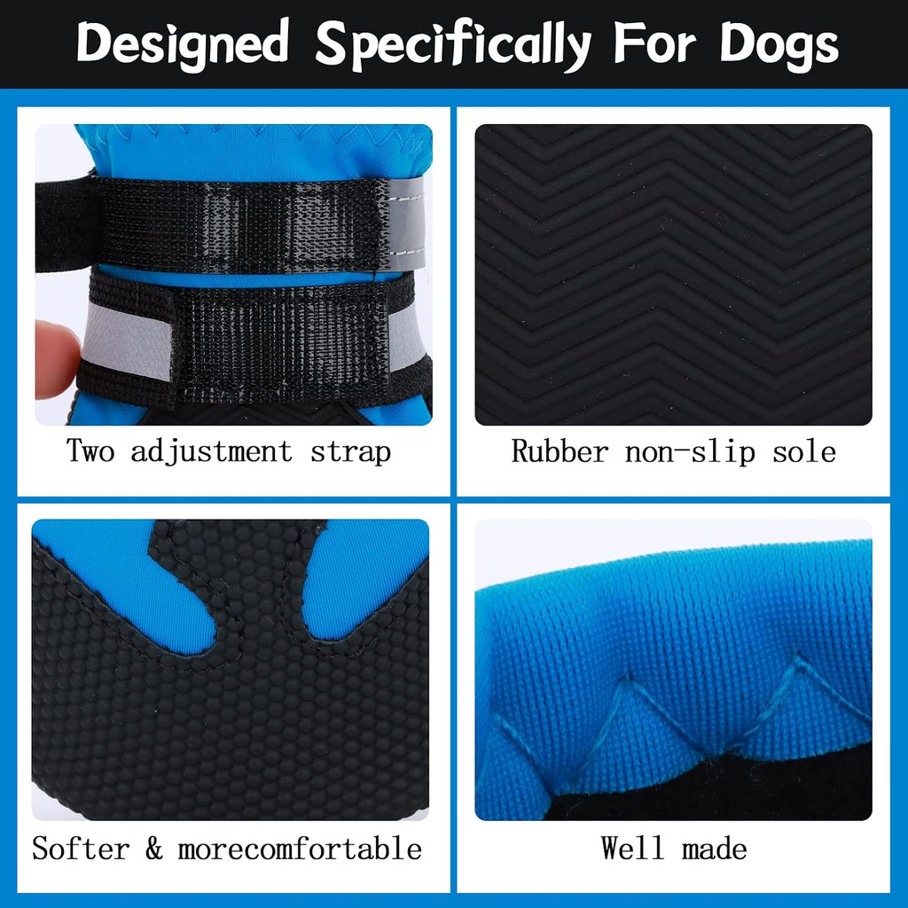 Winter Dog Boots - Non-Slip Dog Shoes for Snow/Summer Hot Pavement, Reflective Dog Booties & Paw Protectors for Medium/Large Dogs