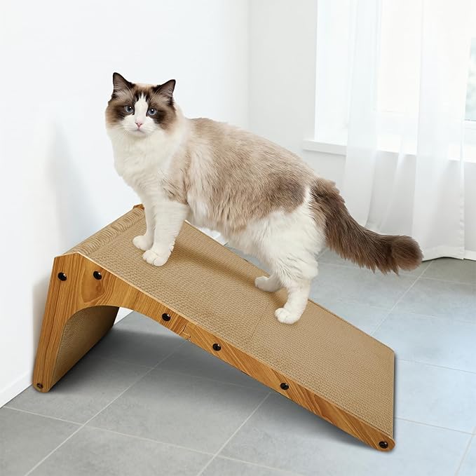 AGYM Cat Scratcher, 23 inch L Shape Cat Scratching Pad for Indoor Cats, Durable Sustainable Cardboard Scratcher, Recyclable Vertical Cat Scratch Pad to Protect Furniture, Small
