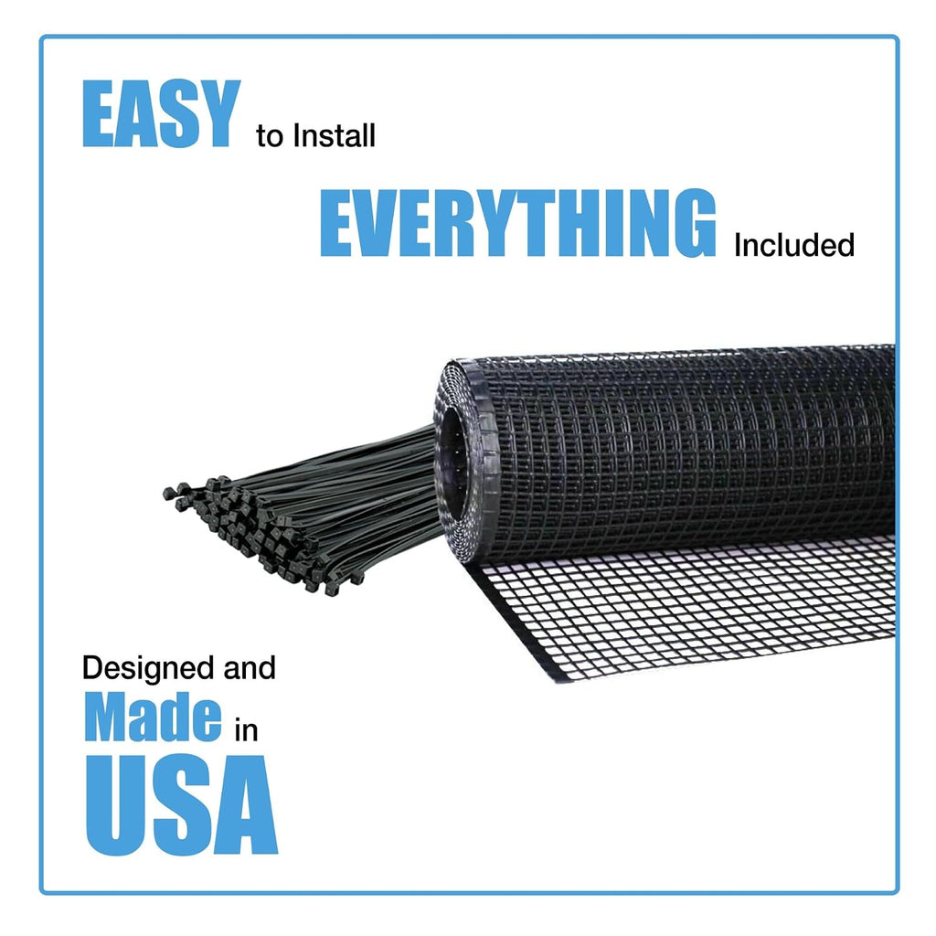 KidKusion Heavy Duty Deck Guard, Black - 20' L x 3' H | Made in USA; Indoor/Outdoor Balcony and Stairway Deck Rail Safety Net; Child Safety; Pet Safety; Toy Safety