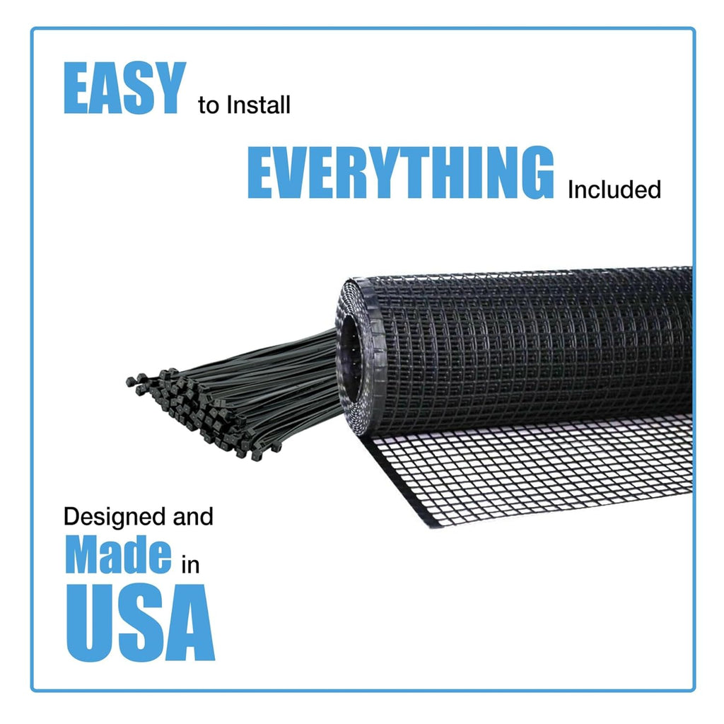 KidKusion Heavy Duty Deck Guard, Black - 20' L x 3' H | Made in USA; Indoor/Outdoor Balcony and Stairway Deck Rail Safety Net; Child Safety; Pet Safety; Toy Safety