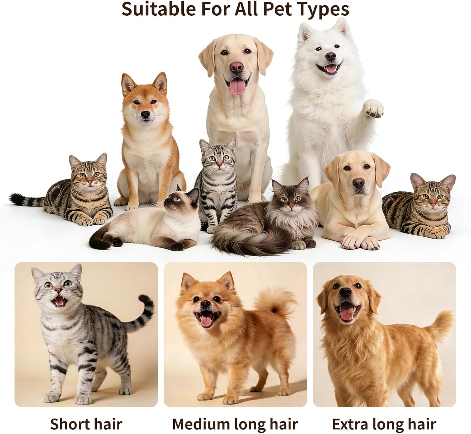 Dog Grooming Vacuum, 12000Pa Powerful with 1.5L Cup 7 in 1 Pet Electric Grooming Vacuum for with Hair Clipper & Shedding Brush, Low Noise, 3 Suction Levels for Thick Hair Cats & Dogs