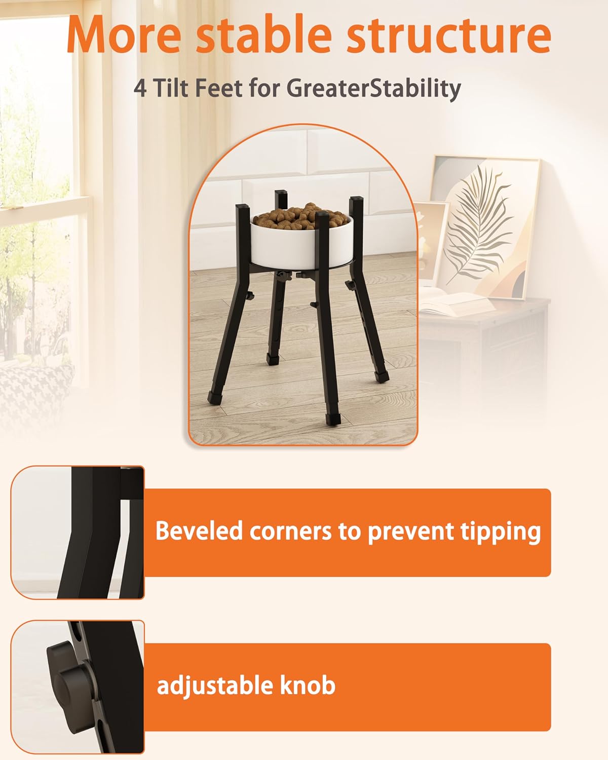 Piskyet Adjustable Raised Dog Bowl Stand for Large Dogs(Bowl not Included) | Adjustable Elevated Dog Bowl Fits 6-10" Bowls, Height Adjustable to 7.6-15" Tall,Single Food and Water Stand Feeder