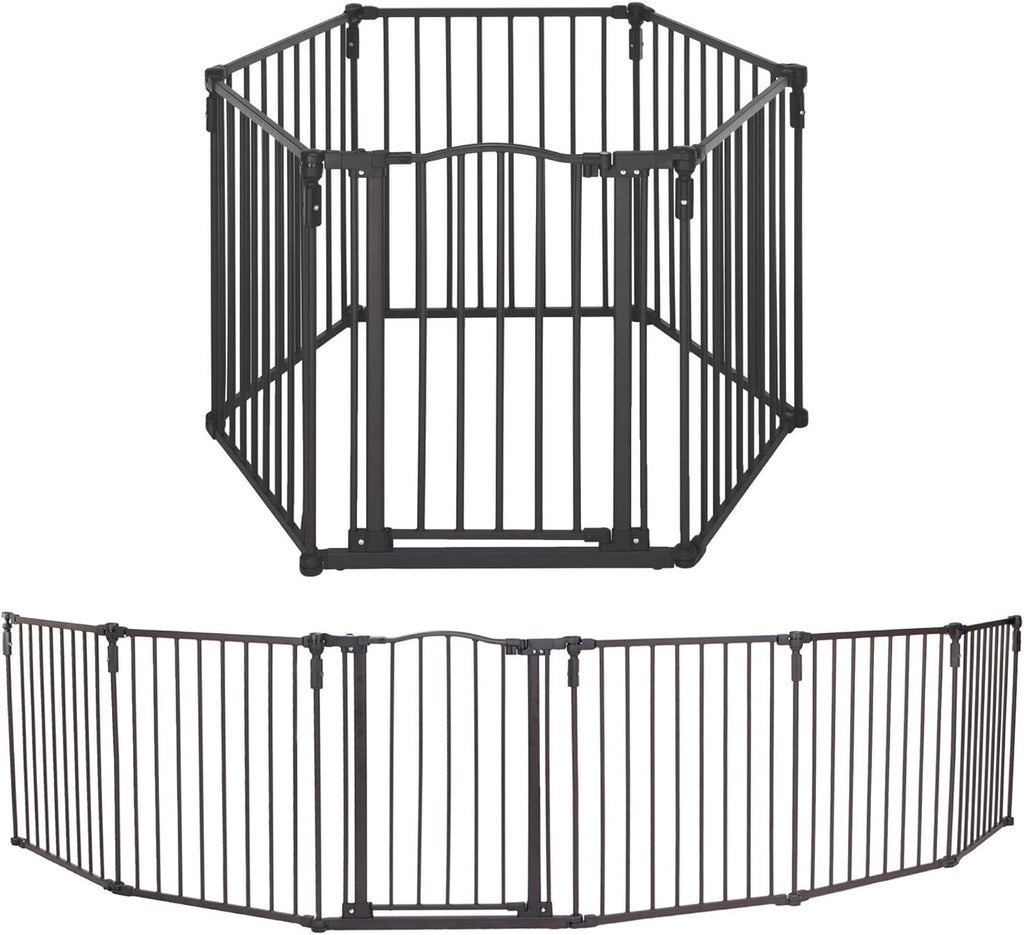 Toddleroo by North States - 3 In 1 Arched Décor Metal Superyard Baby Play Yard: 6 Panel Playpen, Baby Gate, or Extra Wide Baby Fence - Encloses Up to 10 Square Feet - 30 Inches Tall - Matte Bronze