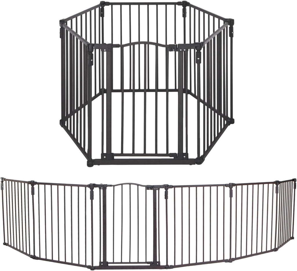 Toddleroo by North States - 3 In 1 Arched Décor Metal Superyard Baby Play Yard: 6 Panel Playpen, Baby Gate, or Extra Wide Baby Fence - Encloses Up to 10 Square Feet - 30 Inches Tall - Matte Bronze