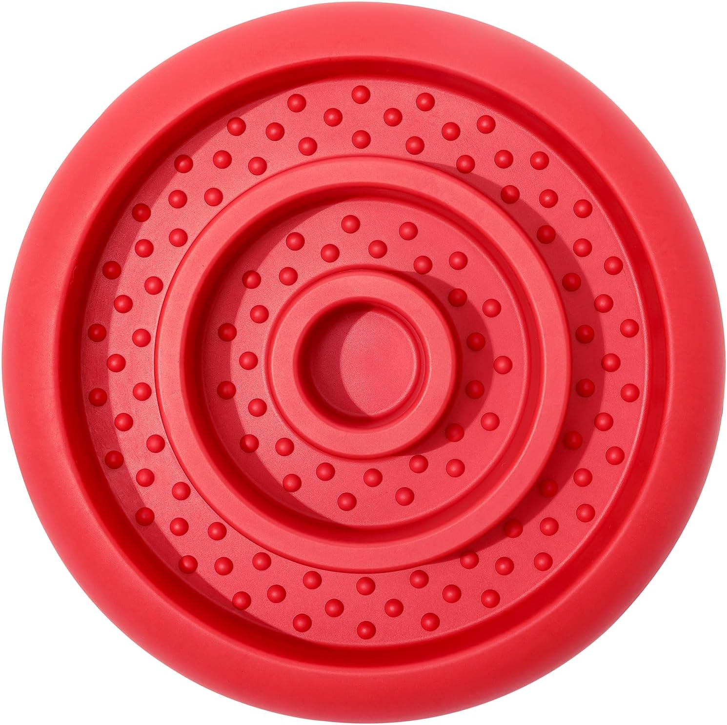 Slow Feeder Lick Mat for Dogs - Keep Them Busy - Natural Rubber Dog Frozen Treat Toys - Durable Interactive Enrichment Toys - Licking Dish for Dog De-Stressing, Red